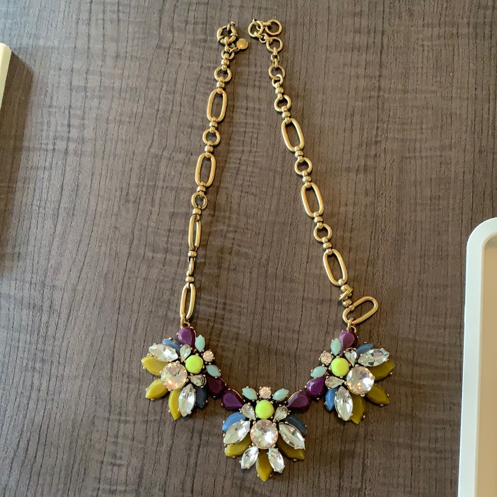 J Crew Embellished 3-pendant rhinestone statement necklace